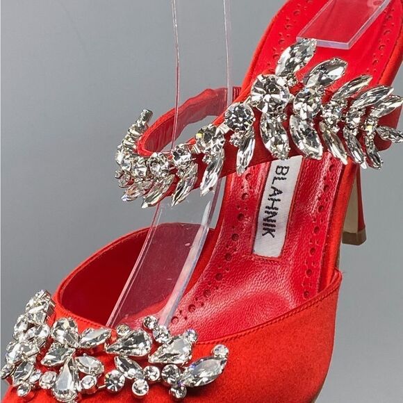Manolo Blahnik Lurum 90MM Embellished Satin Mules size 36 - Picture 7 of 14